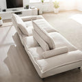 114” Sailboat Cloud Sectional Sofa Bed Convertible Modular Couch with Extra Deep Seats for Living Room Beige