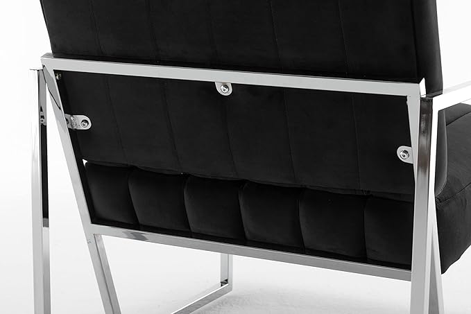 Generic Velvet Vertical Stripe Armchair Gold Metal Frame Accent Chair Suitable for Living Room BedroomBlack