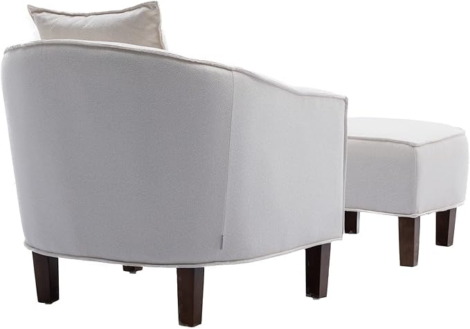 Accent Chair with Ottoman Mid Century Modern Barrel Chair Upholstered Club Tub Round Arms Chair for Living Room