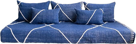 arabicsofa Moroccan Style Colorful Floor Couches – Handmade Modular Floor Cushions (Blue 18 6 ft Floor Sofa)