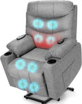 Electric Power Lift Recliner Chair for Elderly Lift Recliner Chair with Massage and Lumbar Heat 150° Reclining Chair with Cup Holders Side Pockets and Remote Control Ideal for Living Room (Grey)