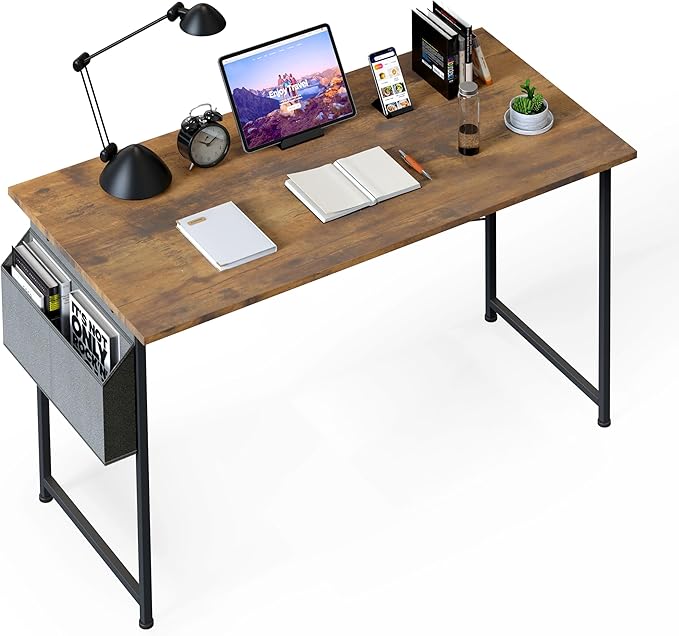 YSSOA Computer Desk Home Office Work Study Writing Modern Simple Table with Headphone Hooks