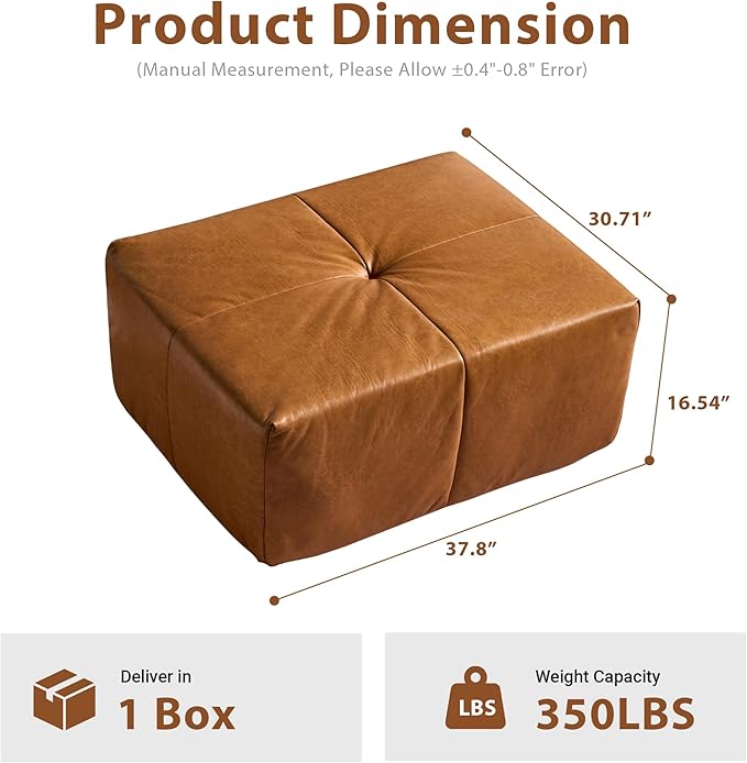 37 Faux Leather Modern Modular Sectional Sofa Footrest &amp Extra Seat Cloud Couch No-Assembly Living Room Couch Brown