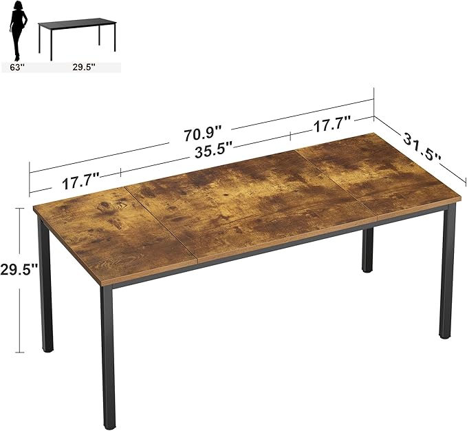 Need Large Computer Desk 70.8 x 31.5 inches Conference Table Large Office Desk Writing Table Workstation for Home OfficeRustic Brown &amp Black 10FJGSAC3-180FG-ND
