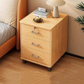 Rolling File Cabinet 3 Drawer Under Desk Wood Filing Cabinets for Home Office Organizer A4/Letter Files 14.5x13.4x23.2IN Locking Office Cabinet with Wheels Space-Saving(Oak)