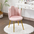 Vanity Chair for Makeup Room - Midcentury Modern Accent Velvet Chair with Back Support Gold Legs for Living Room Bedroom (Pink)