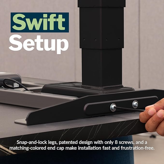 Vari ComfortEdge 60x30 Inch Adjustable Electric Standing Desk – Limited Edition Sit Stand VariDesk with Memory Presets &amp Sloped Front Edge + Tool-Free Assembly (Black Marble/Black Legs)
