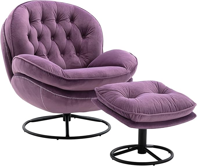 Accent Chair TV Chair Living Room Chair with Ottoman Purple LY757