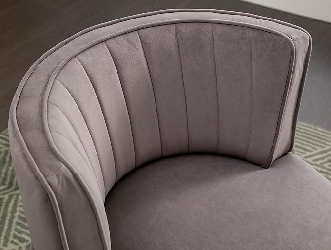 Velvet Swivel Barrel Chair Modern Upholstered Accent Chair 360° Swivel Round Lounge Chair with Gold Metal Base Comfy Arm Chair Sherpa Chair for Nursery Living Room Bedroom Club Office Gray