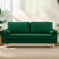 65 Love Seat Sofa Velvet Small Sofa Small Couch for Bedroom Living Room Bedroom Loveseat with 2 Pillows Gold Legs Modern Tufted Seat Upholstered Seating for Office Apartment (Green)