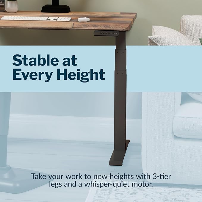 Vari ComfortEdge 40x26 Inch Adjustable Standing Desk – Small Electric Sit Stand VariDesk for Apartment Bedroom or Home Office + Beveled Edge Tool-Free Assembly (Reclaimed Wood)