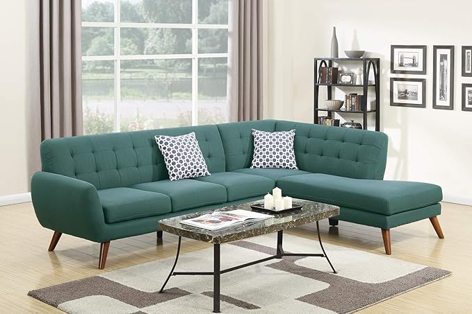 Poundex Bobkona Belinda Linen-Like Polyfabric SECTIONAL in Laguna