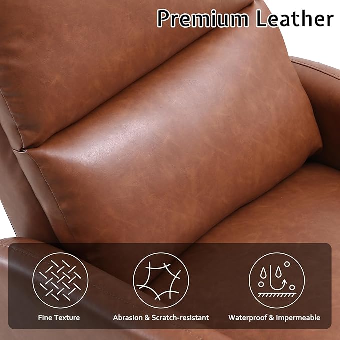 Jocisland Swivel Glider Rocking Recliner Chair for Adults Nursery Rocker Reclining Comfy Upholstered Single Sofa Armchair for Living Room Bedroom Nursing Leather Brown