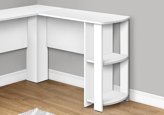 Computer Desk Home Office Corner Storage Shelves 48 l L Shape Work Laptop White Laminate Contemporary Modern