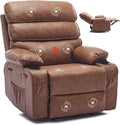 PU Leather Recliner Chair with Heat &amp 8-Point Massage Extra Wide Manual Recliner for Adults q235 Steel Frame Side Pockets 1.5X Comfort Arm &amp Back Lazy Boy Sofa for Living Room or Bedroom