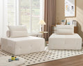 Modular Sectional Sofa with Deep Seat &amp Adjustable Backrest 39.37 Chenille Compressed Couch Sofa Couch for Living Room Bedroom Lounge (2PCS Beige)