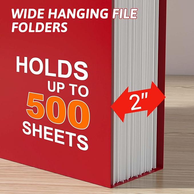 Plastic Hanging File Folder Extra Capacity12 Pack Reinforced Hang Folders with Heavy Duty 2 Inch ExpansionFiling Cabinet Folders Letter SizeHanging Organizer Designed for Bulky Files(Red)