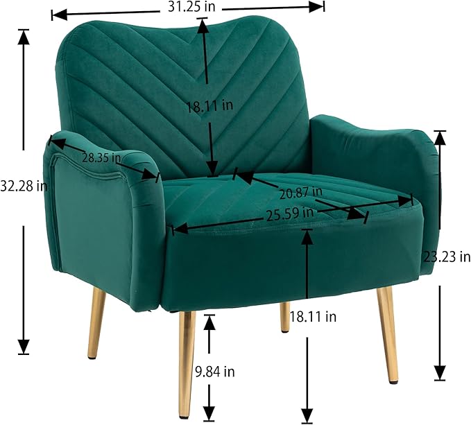Velvet Chair Accent Chair/Living Room lesiure Chair with Metal feet