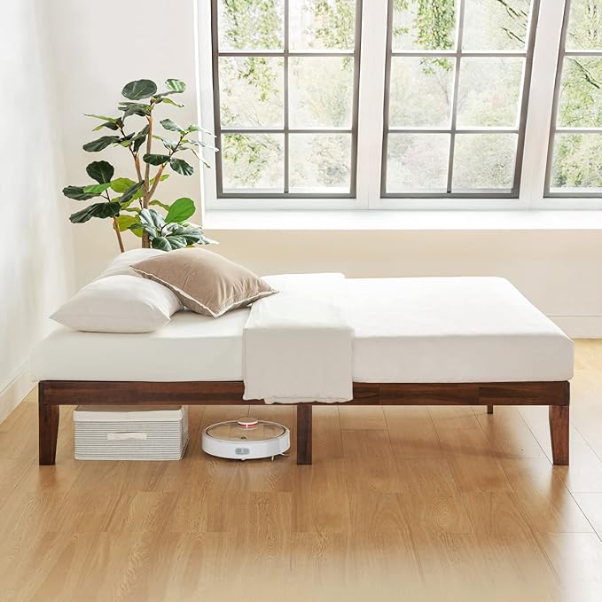Mellow Naturalista Classic 12 Inch Solid Wood Platform Bed with Wooden Slats Twin XL Espresso