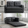 Futon Sofa Bed Convertible Folding Futon Couch Breathable Small CouchAdjustable Pull Out Chaise Lounge for Compact Living Studio in Living Room and Bedroom Offices Dorm Loveseat (Dark Gray)