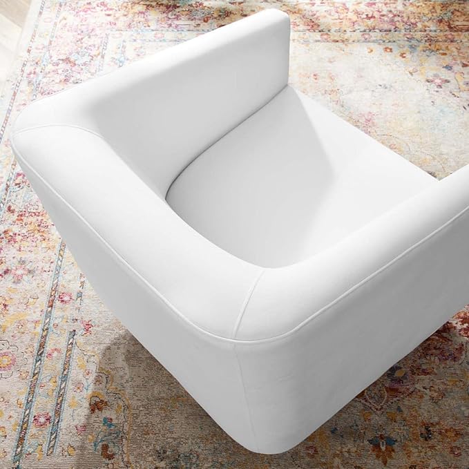 Modway Twist Performance Velvet Accent Lounge Swivel Chair in White