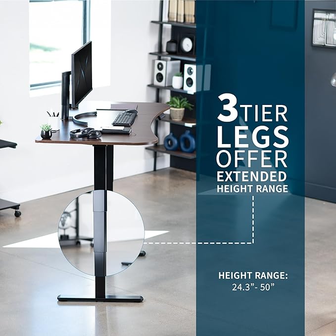 VIVO Electric 63 x 32 in Dual Motor Standing Desk Memory Height Adjustment 2B Series Dark Walnut Top Black Frame DESK-KIT-2B1D