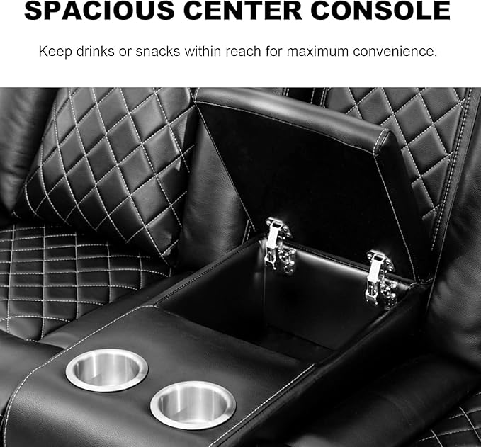 COMHOMA Power Living Room Furniture SetsElectric Recliner Chair with LED LightSectional Sofa Loveseat with Wireless ChargingSpacious Storage Cup Holeders2