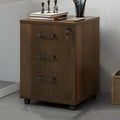 3-Drawer File Cabinet Mobile Filing Cabinet with Lock Under Desk File Organizer for Home Office Fits Letter/Legal/A4 Files Under Desk Fully Assembled Except Casters(Walnut Color)
