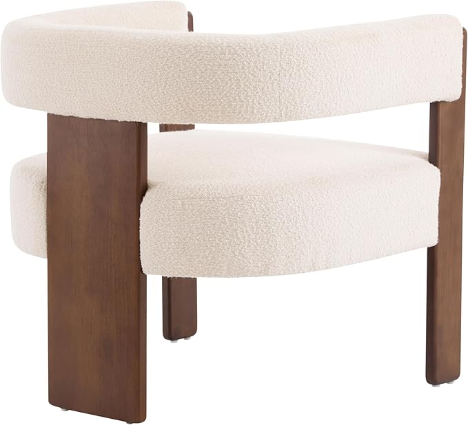 Christopher Knight Home Nettie Modern Accent Chair for Living Room Boucle Fabric Single Lounge Sofa Chair with Wooden Frame Comfy Reading Chair for Bedroom Lounge Armchair with Soft Cushion Beige