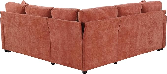 81.9 Sectional Sofa Bed L-Shaped Sectional with a Hidden Storage Compartment Versatile Pull-Out Sofa Bed with Cozy Throw Pillows for Living Room Apartments Offices (Orange-04e)