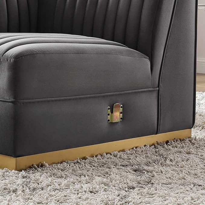 Modway Sanguine Channel Tufted Performance Velvet Modular Sectional Sofa Ottoman Left Corner Chair Gray
