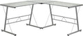 Flash Furniture Glass L-Shape Computer Desk with Silver Metal Frame