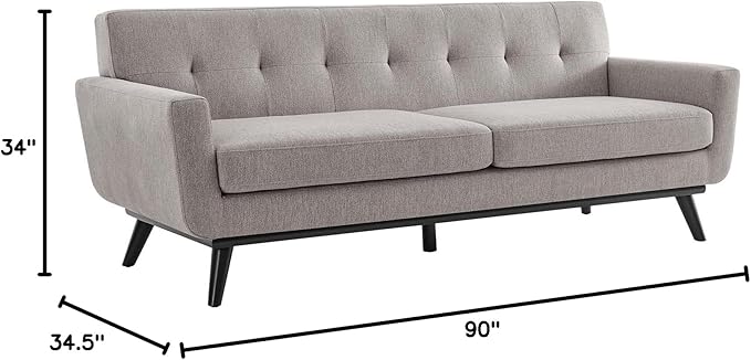 Modway Engage Modern Tufted Back Textured Fabric Sofa in Light Gray