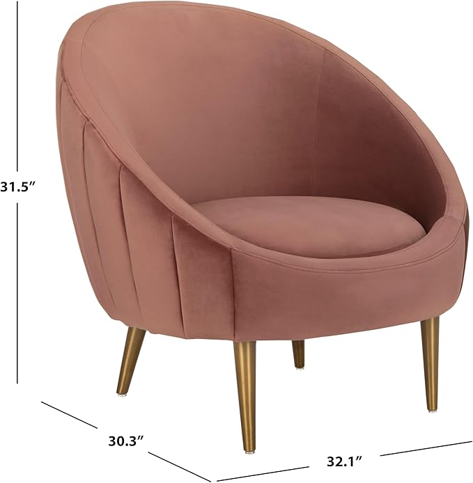 Safavieh Couture Home Razia Retro Glam Dusty Rose Pink Velvet Channel Tufted Tub Chair