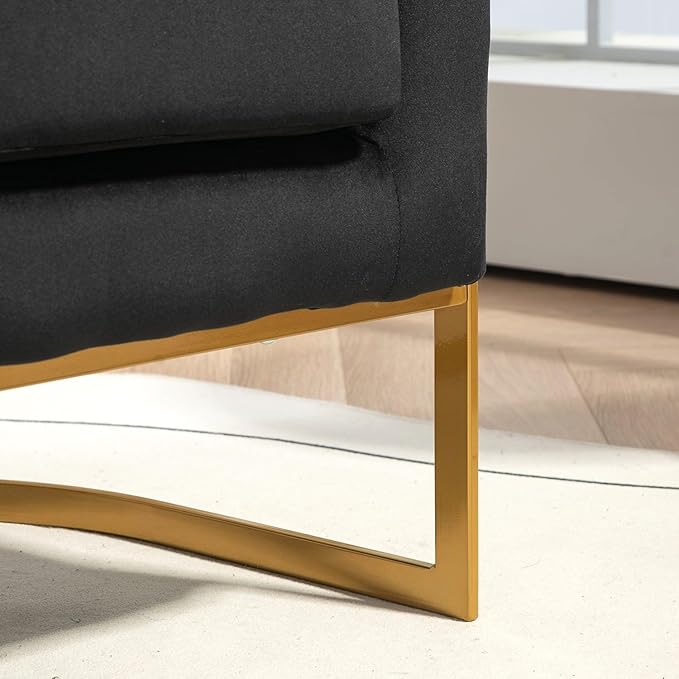 Velvet Modern Accent Armchair - Luxury Gold Frame | Versatile Seating for Living Room Bedroom Office Black