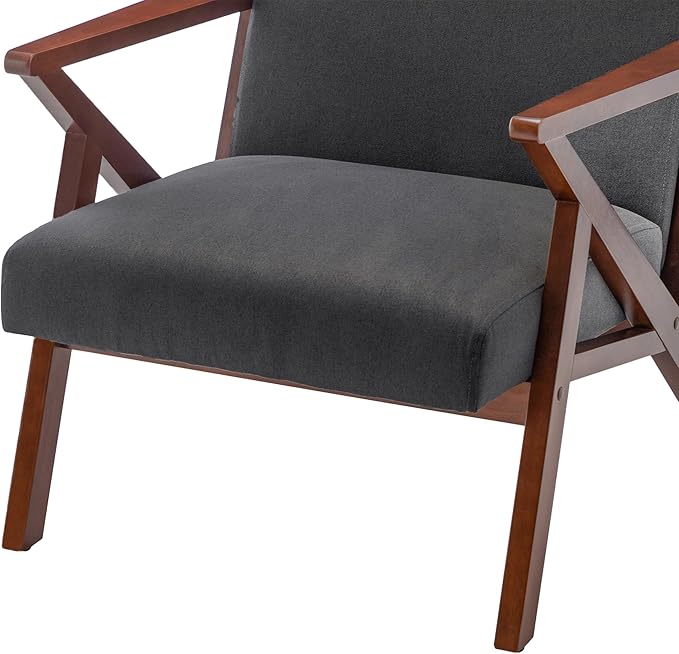 Convenience Concepts Take a Seat Cliff Accent Armchair Mid-Century Modern Lounge Chair for Living Room Bedroom 28.5 Dark Gray Fabric/Espresso