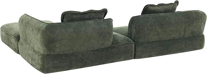 Merax 121 L-Shaped Sectional Sofa with Chaise Lounge No Assembly Required 2-Piece Set Modern 4 Seat Sofa for Living Room Soft Upholstery 32 Deep Seating (Green)