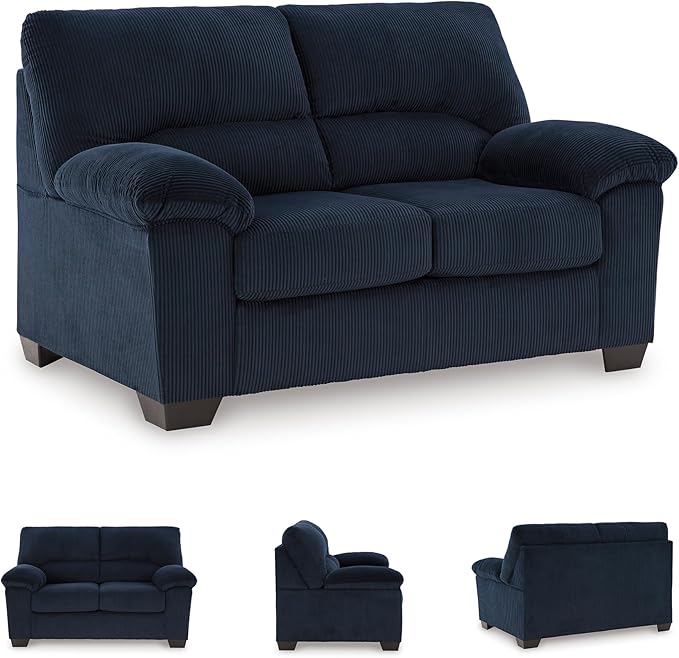 Signature Design by Ashley SimpleJoy Contemporary Loveseat for Living Room Blue