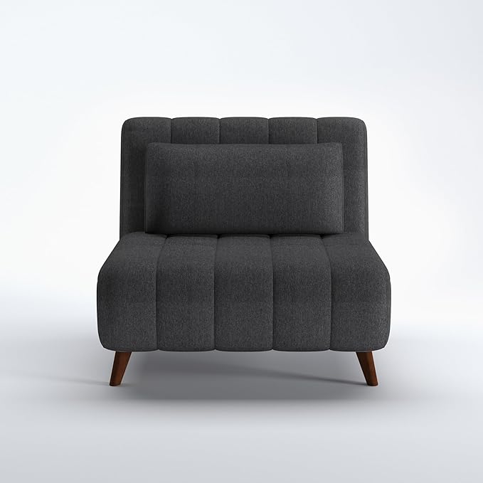 Artdeco Home 40 W Convertible Futon Chair with Matching Pillow(s) for Small Space Living Room and Apartment (03 Charcoal)