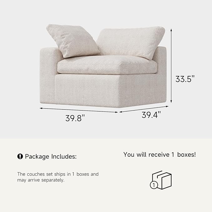 Cloud Couch for Living Room Boneless Modular Sectional Sofa (Left Side Seat)