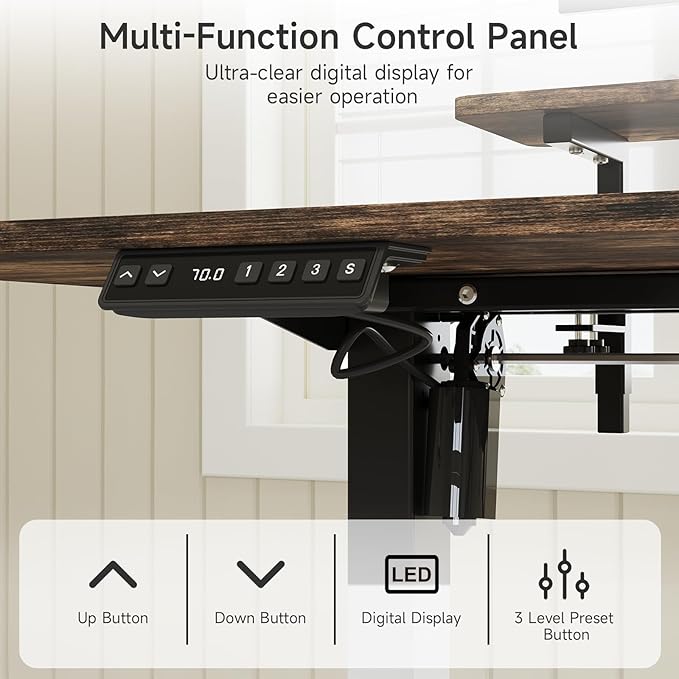 63 x 24 Inches Electric Standing Desk with 2 Monitor Shelves Adjustable Computer Desk from 28-46'' Sit to Stand UpHome Office Desk with Memory Controlller for Workstations Rustic Brown