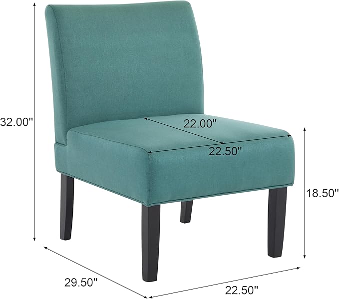 GDFStudio Accent Chairs Set of 2 Upholstered Club Chairs Armless Chair Backrest Accent Chair Comfort Seating Club Chairs for Living Room Home Rest Bedroom Teal