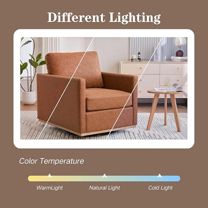 Mlmh &amp Kngwa 30.7 Upholstered Swivel Accent Chairs for Living Room Faux Leather Swivel Chair Modern Reading Chairs for Bedroom Office Brown