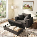 Chaise Lounge Chair IndoorOversized Corduroy Upholstered Sofa Bed with Removable Storage Ottoman Small Cloud Sofas for Living Room Comfy Deep Seat Sleeper Couch Reading Chairs (Gray)