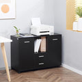 Multifunctional Office Filing Cabinet and Mobile Printer Stand with 2 Drawers Adjustable Shelves Lockable Wheels and Spacious Countertop Ideal for Home Office Study Room