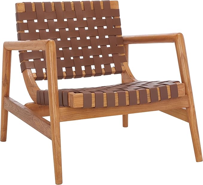 Safavieh Home Collection Bellona Cognac/Natural Leather Woven (Fully Assembled) Accent Chair