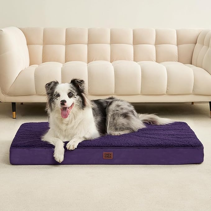 EHEYCIGA Orthopedic XL Dog Beds for Extra Large Dogs with Removable Washable Cover for Crate Purple 41x27