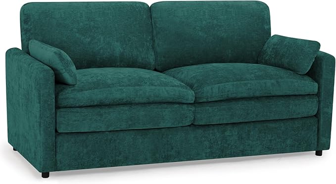 69” Chenille Loveseat Sofa w/Arm Pillows Upholstered 2-Seater Sofa w/Comfortable Back Cushions Modern 2 Seats Couch w/High-Density Foam for Living Room Apartment Office Teal