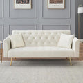 71 Convertible Folding Sleeper Sofa CouchModern Velvet Loveseat Sleeper with 2 Pillows Futon Sofa Bed with Mattress and Frame for Living RoomBedroomSmall Space (Beige)