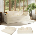 COMAX Futon Sofa Bed Queen 79 Convertible Sofa Bed Couches for Living Room 4 in 1 Folding Boneless Sleeper Corduroy Couch Loveseat Foam In a Box Comfy Foldable Lounge Fold Out Floor Mattress Beige
